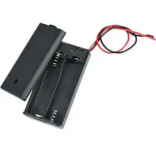 Корпус батарейок x2 "АА" з кришкою і перемикачем ON-OFF, 68x33х18 мм, дріт 1уп-10 шт.