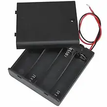 Корпус батарейок x4 "АА" з кришкою і перемикачем ON-OFF, 70x65х19 мм, дріт