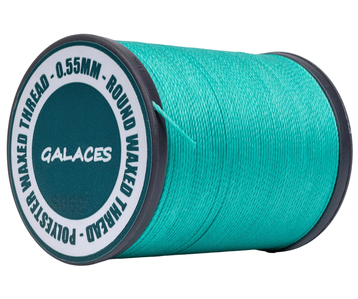 Galaces 0.55мм зелено-бірюзова (M169) нитка кругла вощена по шкірі, фото 1