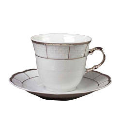 Набір чайний Thun Menuet (Обведення платина) на 6 персон 12 предметів 230мл d8,5 см h7,5 см фарфор (7224800)