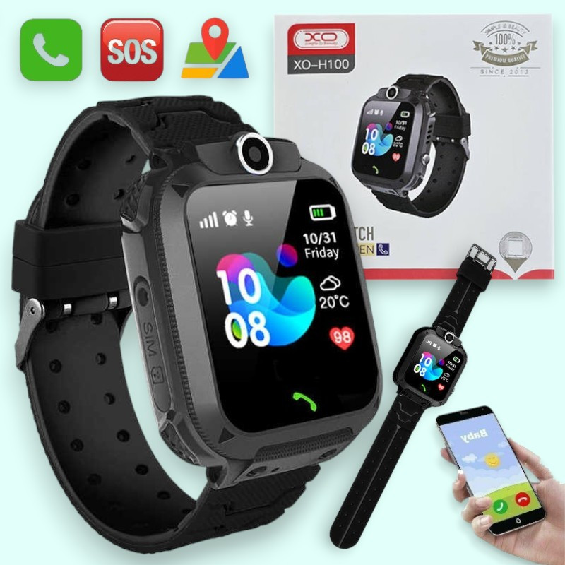 Дитячий смарт-годинник XO H100 Smart Watch Kids з камерою та функцією дзвінка Розумний годинник з GPS-трекером, чорний