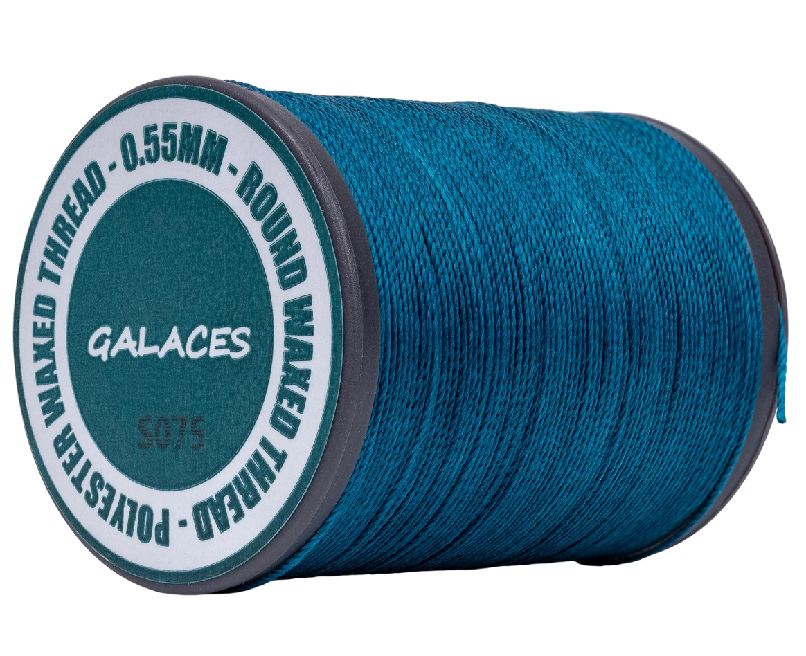 Galaces 0.55мм темно-лазурна (M175) нитка кругла вощена по шкірі, фото 1
