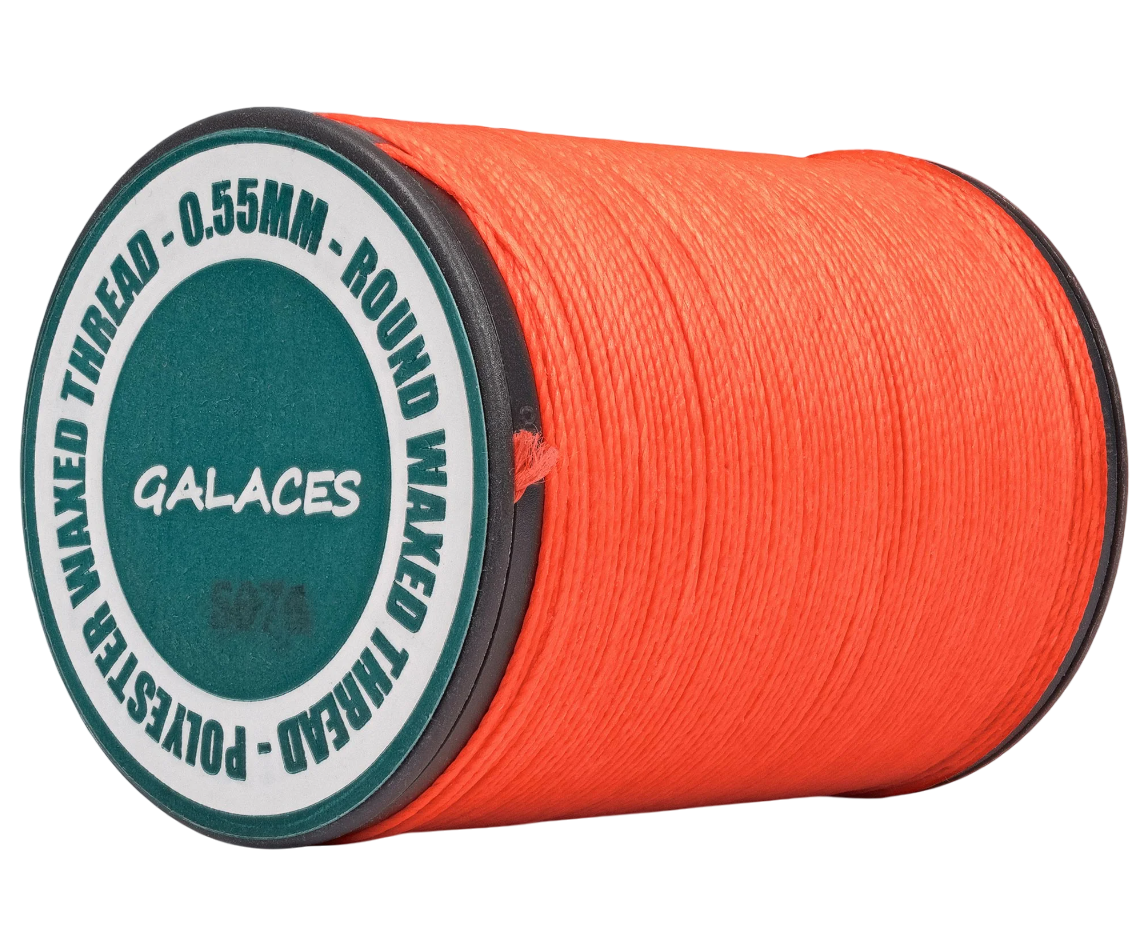 Galaces 0.55мм яскраво-жовтогаряча (M176) нитка кругла вощена по шкірі, фото 1