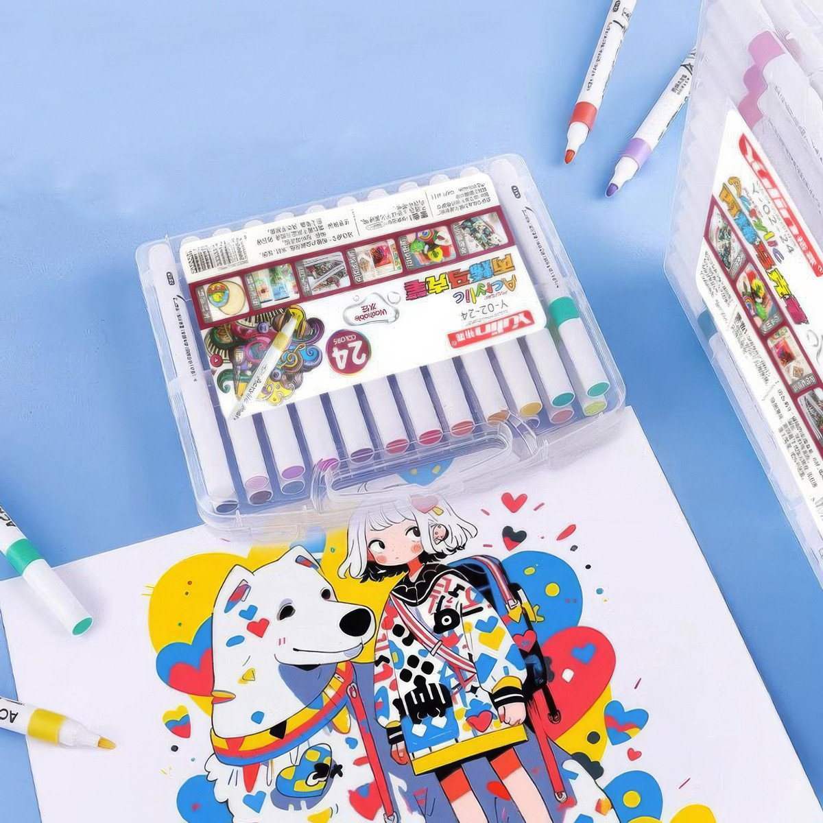 Маркери для скетчингу 24 шт./уп. Marker Acrylic Yulin Y-04-24, набір акрилових маркерів (фломастери)