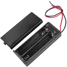 Корпус батарейок x2 "ААА" з кришкою і перемикачем ON-OFF, 62x25х16 мм, дріт 1уп-10 шт.