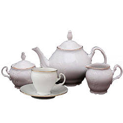 Чайний сервіз Thun Bernadotte (Обведення золото) на 6 персон 17 предметів 240мл фарфор (311011M з)