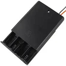 Корпус батарейок x4 "ААА" з кришкою і перемикачем ON-OFF, 62x48х16мм, дріт