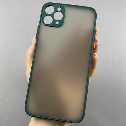 Чохол для Apple iPhone 11 Pro Max матовий із закритою камерою чохол на айфон 11 про макс темно-зелений tcb, фото 1