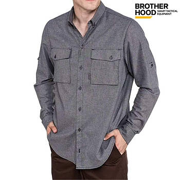 Сорочка чоловіча повсякденна Brotherhood Office Man сіро-синя бавовняна