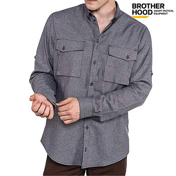 Сорочка чоловіча повсякденна Brotherhood Office Man сіро-синя бавовняна