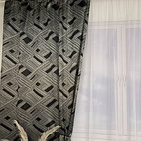 Готові Чорні штори жакард геометрія, з тюлем ALBO (SHTN-K1-9), фото 9