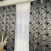 Готові Чорні штори жакард геометрія, з тюлем ALBO (SHTN-K1-9), фото 8