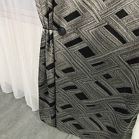 Готові Чорні штори жакард геометрія, з тюлем ALBO (SHTN-K1-9), фото 10