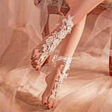 Мереживні квіткові гольфи із зав'язками XS/S/М/L (1,2,3,4) Білий — Еротична білизна, фото 2