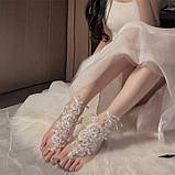 Мереживні квіткові гольфи із зав'язками XS/S/М/L (1,2,3,4) Білий — Еротична білизна, фото 3