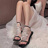 Мереживні квіткові гольфи із зав'язками XS/S/М/L (1,2,3,4) Білий — Еротична білизна, фото 4