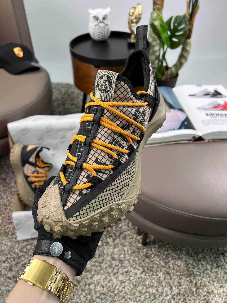 Чоловічі текстильні кросівки Nike ACG Mountain Fly Low Beige Black, кеди текстиль Найк бежеві. Чоловіче взуття