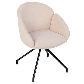 Стілець LINDA чорний каркас/кремовий Teddy
