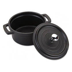 Мінікокотниця з кришкою Maestro чорна 250 мл d10 см h5 см литий алюміній (4010B MR)