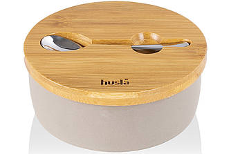 Цукорниця Husla Hugge з бамбуковою кришкою і ложкою кераміка (73972)