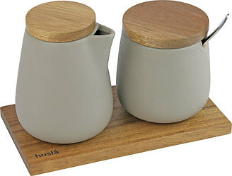 Цукорниця і сливочник Husla 4 предмета 280мл/250мл фарфор (73974)