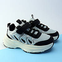 Дитячі білі кросівки з чорним на липучці тм Том.M