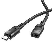 Перехідник Hoco U107 Type-C male to Type-C female USB2.0 (1.2m) Black
