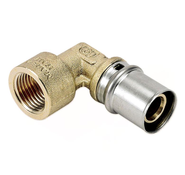 Кутник прес-фітинг різьбовий Bonomi DN 16x1/2"(ВР) для металопластикових труб (профіль ТН) 40521604, фото 1