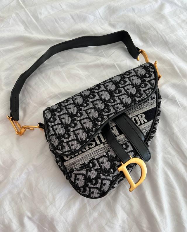 Женская сумка Christian Dior Saddle Silver Monogram