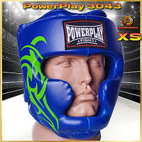 Шолом боксерський з повним захистом тренувальний синій PowerPlay 3043 розмір XS