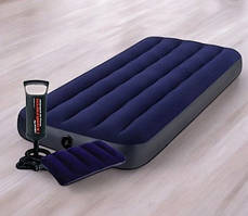 Односпальний надувний матрац Intex 64757 з подушкою 68672 і насосом 68612