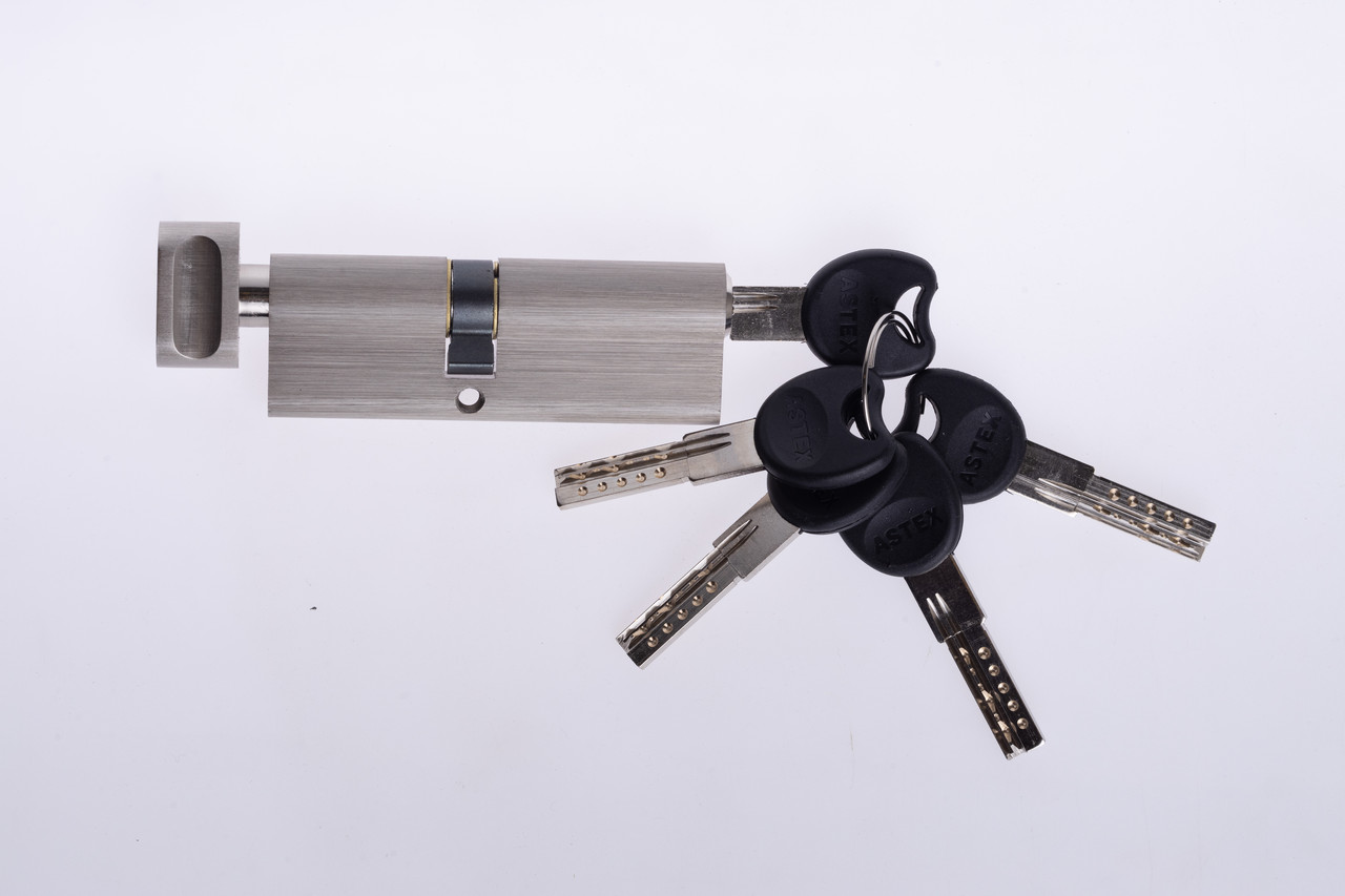 Циліндр замка Astex ZZ 60x40T ключ-тумблер CP/BR cатин (Україна)