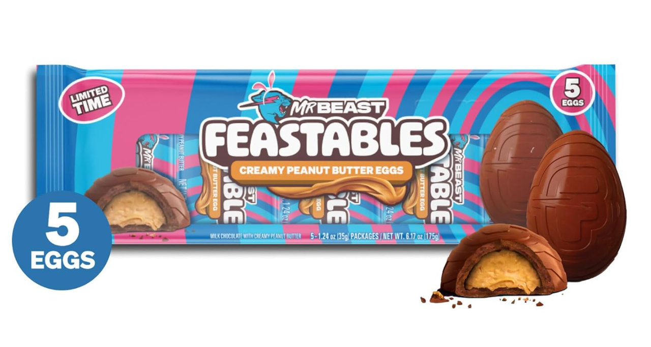 Шоколадні яйця Feastables MrBeast Easter Egg Peanut Butter Cup 5шт х 35г