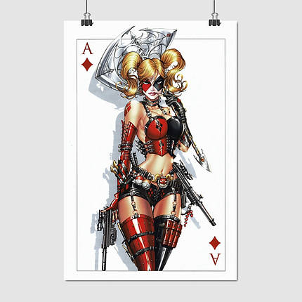 Плакат "Гарлі Квінн та гральна карта, Harley Quinn", 60×40см, фото 1