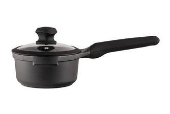 Сотейник Vinzer Kuro Induction Line з кришкою d16 см h8 см алюміній з гранітним покриттям (50426 Vinzer)