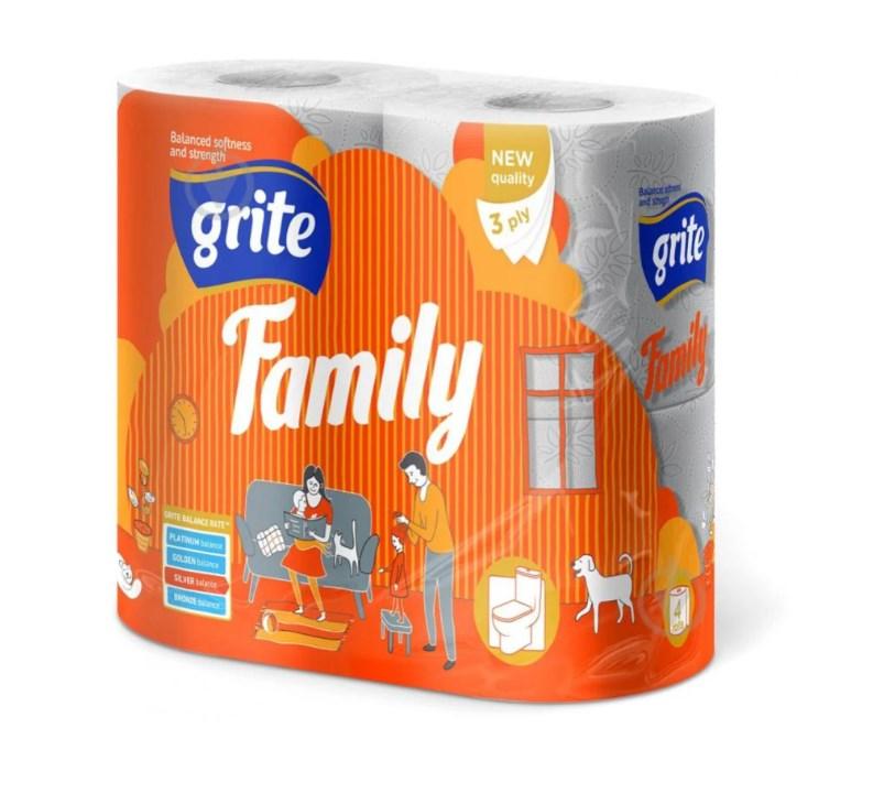 Папір туалетний Grite Family 3 кулі 4 штуки (482119/12101), фото 1