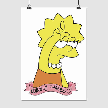 Плакат "Сімпсони, Ліза, Simpsons, Nobody cares", 60×43см, фото 1