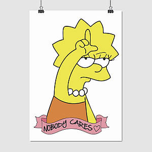 Плакат "Сімпсони, Ліза, Simpsons, Nobody cares", 60×43см