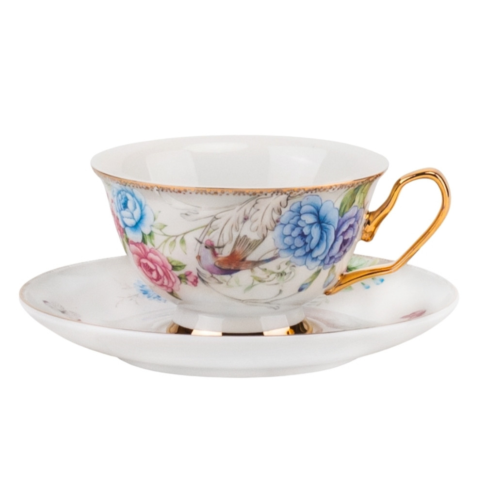 Керамічна чашка з блюдцем "Royal Sip" у вишуканому дизайні 200 мл, фото 1