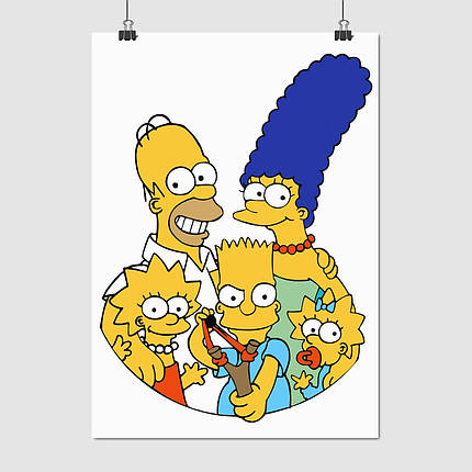 Плакат "Сімпсони та Барт з рогаткою, Simpsons", 60×43см, фото 1