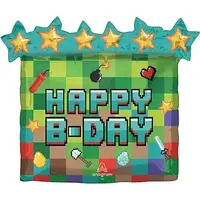 Фольгована кулька велика фігура Динамит Happy B-Day Майнкрафт 58х63см в уп