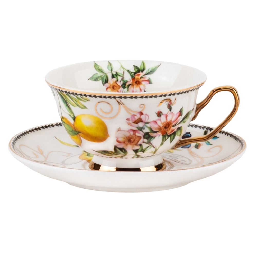 Керамічна чашка із блюдцем "Elegant Past" в елегантному дизайні 200 мл, фото 1