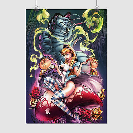 Плакат "Аліса в Задзеркаллі, верхи на грибі", 60×43см, фото 1