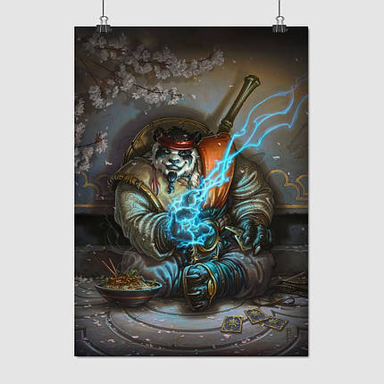 Плакат "Хартстоун, Пандарен з картами, Warcraft", 60×43см, фото 1