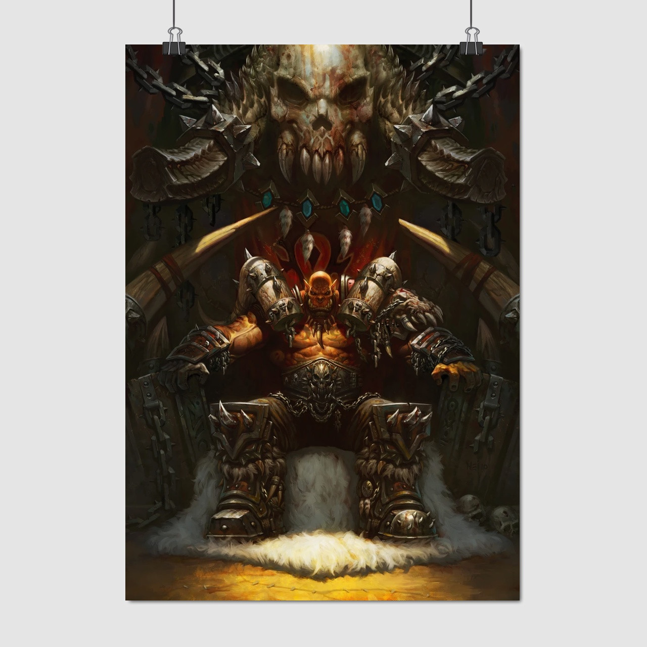 Плакат "Гаррош Пекельний Крик на троні, Warcraft", 60×43см