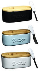 Маслянка Оленс Butter з ножем 19х9,5 см h8 см скло (O8030-224)