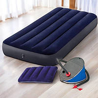 Надувний матрац Intex 64757 (99x191x25 см) + насос + подушка