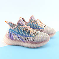 Кросівки дитячі для дівчинки текстильні рожеві шнурки з фіксатором і тм Том