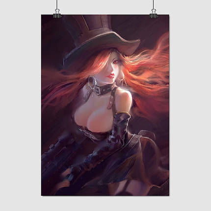 Плакат "Стімпанк, дівчина в циліндрі, steampunk", 60×43см, фото 1