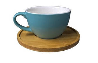 Чашка чайна з блюдцем Оленс Стокгольм-колор бірюза 300 мл подряпана +дерево (102-212-12)